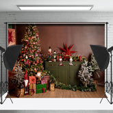 Lofaris Weihnachten Baum Geschenke Retro Wand Fotografie Hintergrund
